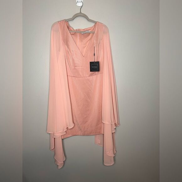 Ieena Mac Duggal CAPE SLEEVE V NECK FITTED DRESS NWT - Picture 7 of 7